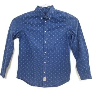 Ralph Lauren Shirt Boys XL 18-20 Blue Anchor‎ Button Down Long Sleeve Nautical